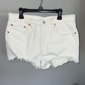 Levi’s 501 White Button Fly Denim Shorts